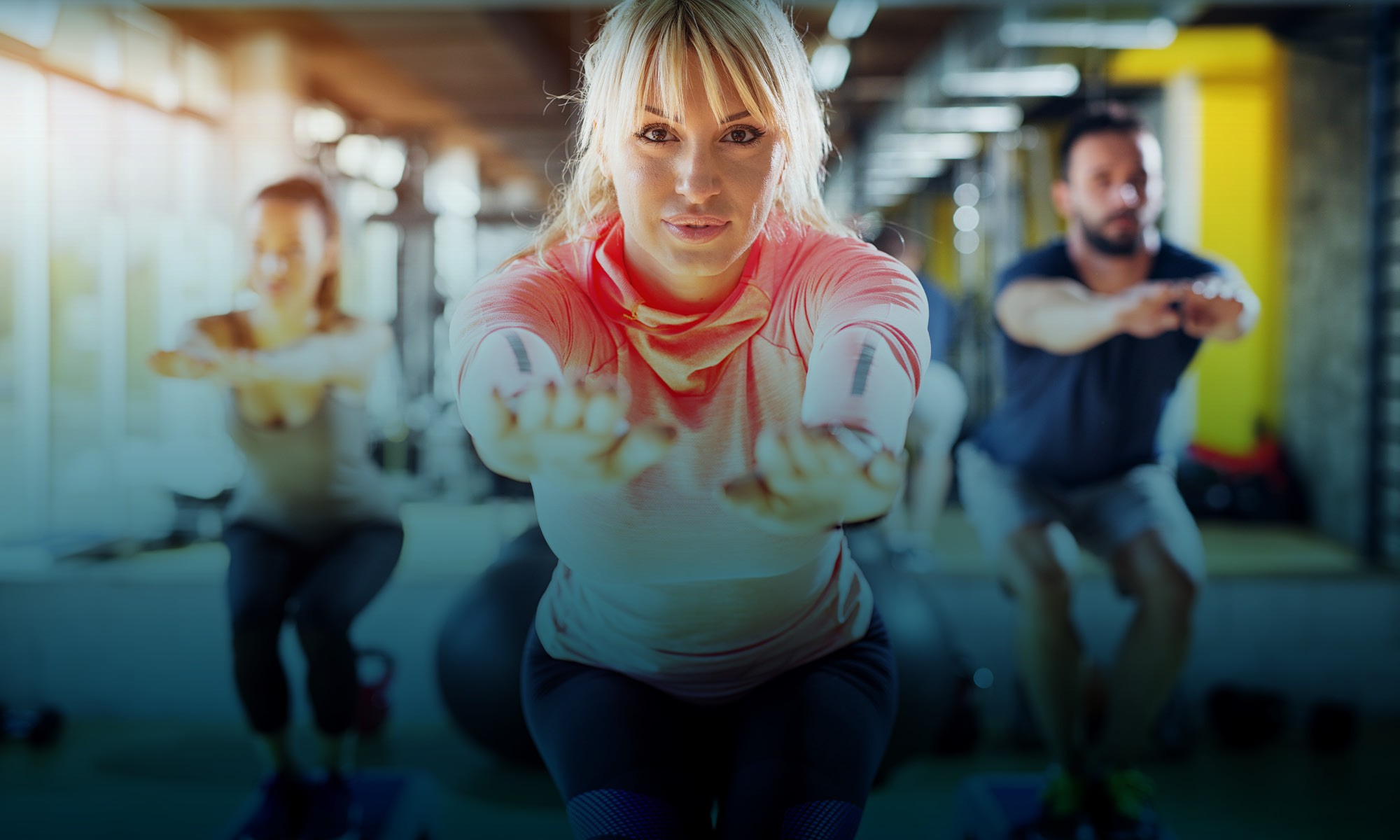 working out in group fitness class