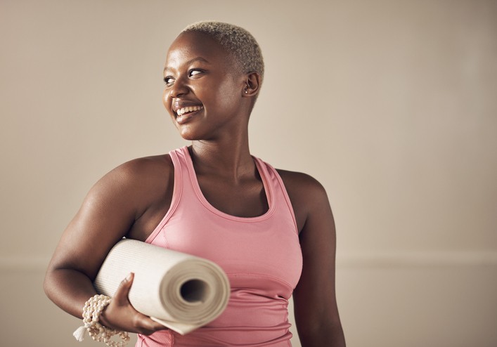lady going to yoga class