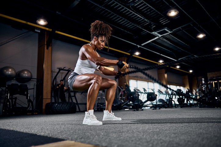 Women doing workout with rope, CO