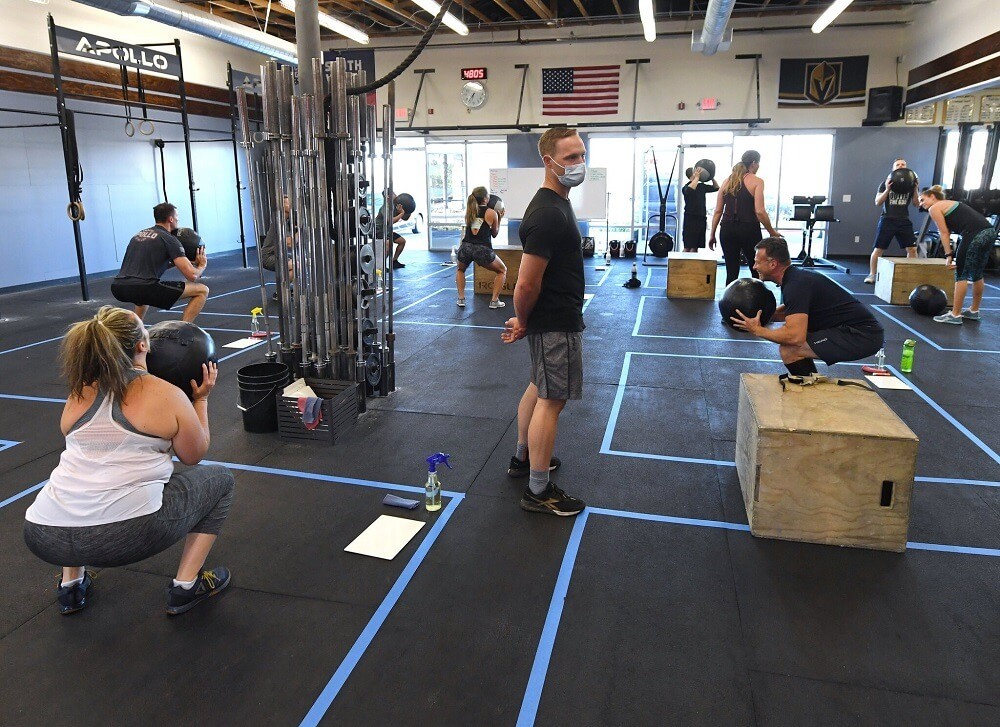 Group exercise with social distancing