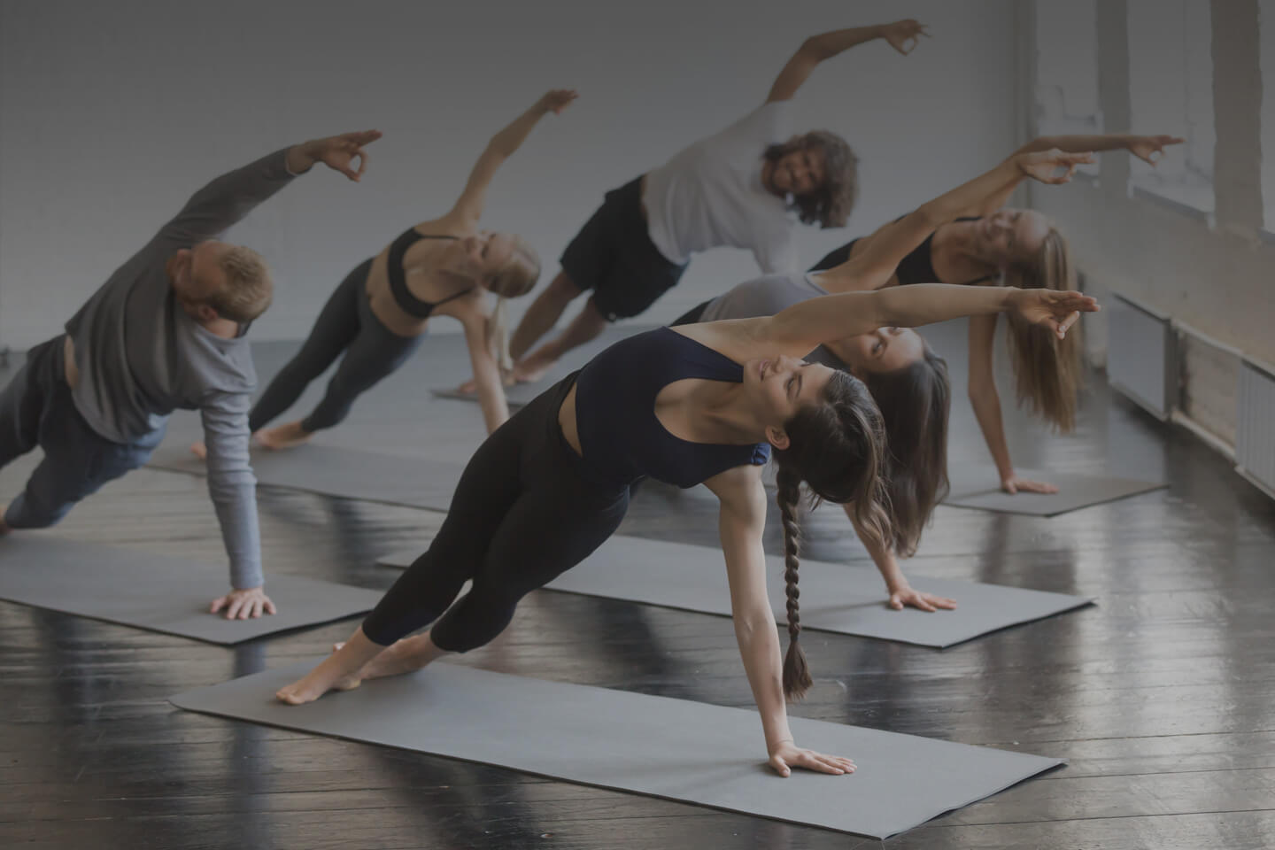 The group of people doing fitness in yoga classes at Greenwood Village, CO