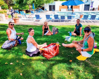 ladies sitting in park