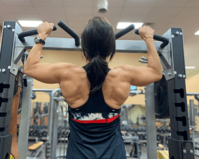 lady with muscular back