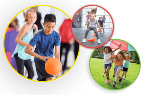 Collage image of children excited and playing in Colorado Athletic Club 